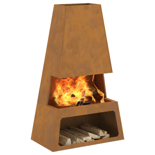 Fogão a lenha  com armazenamento de toras 60x35x100 cm em aço resistente às intempéries M 3