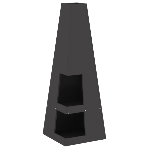 Fogueira com Armazenamento de Lenha Preto 35 x 35 x 100 cm em Aço M 2