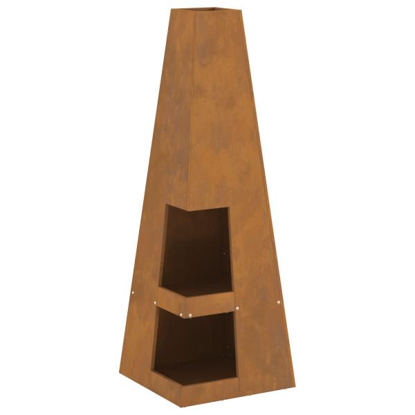 Fogueira com espaço pra lenha. 35x35x100 cm em aço envelhecido. M 2