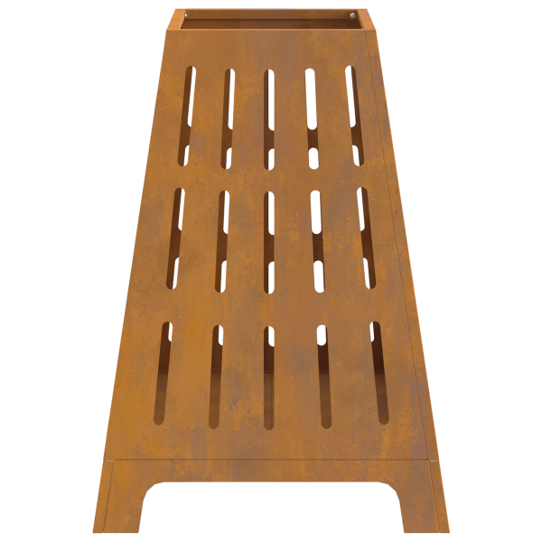 Brasero cuadrado de acero patinable 50x50x70 cm M 5