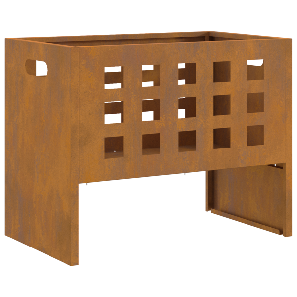 Brasero rectangular de acero patinable 50x30x40 cm M 2