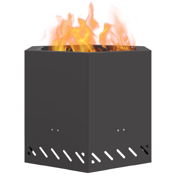 Brasero sin humo hexagonal acero negro 58x58x51 cm M 3