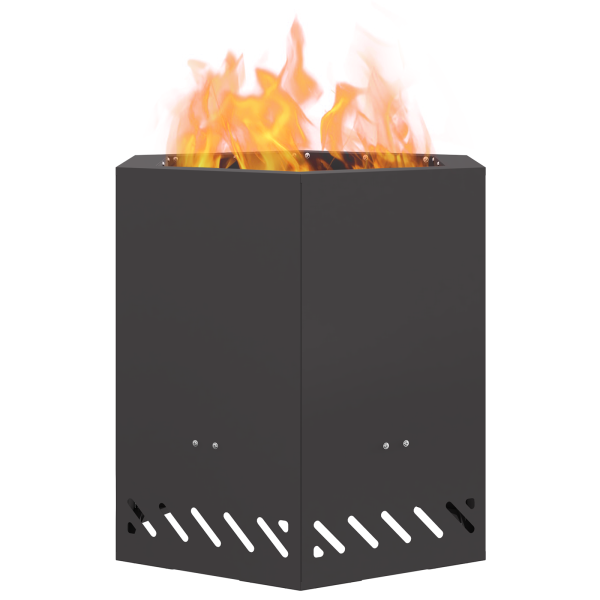Brasero sin humo hexagonal acero negro 48x48x51 cm M 3