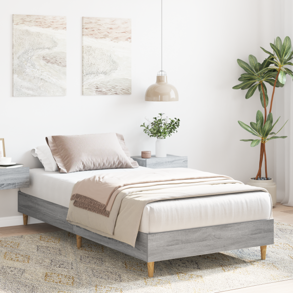Cama  90x200 cm Cinza Sonoma em Madeira Engenharia M 4