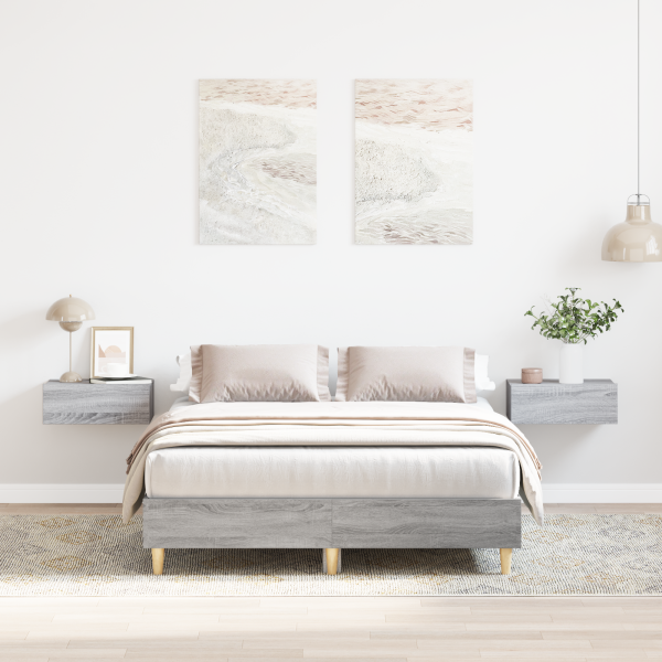 Estructura de cama madera de ingeniería gris Sonoma 120x190 cm D