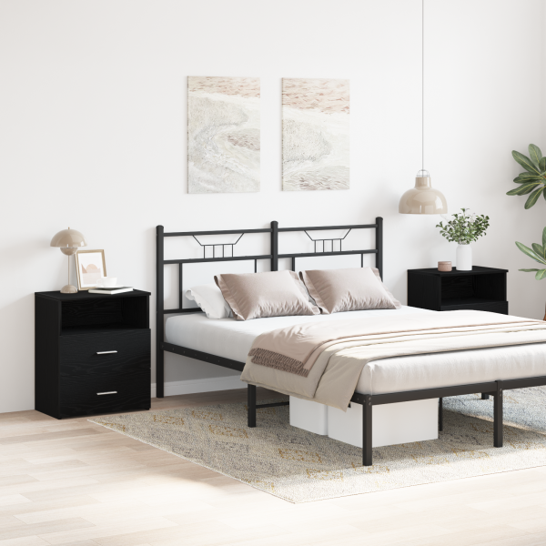 Mesas de Noche  2 pcs Negro Roble 50x32x60cm Madera MDF M 4