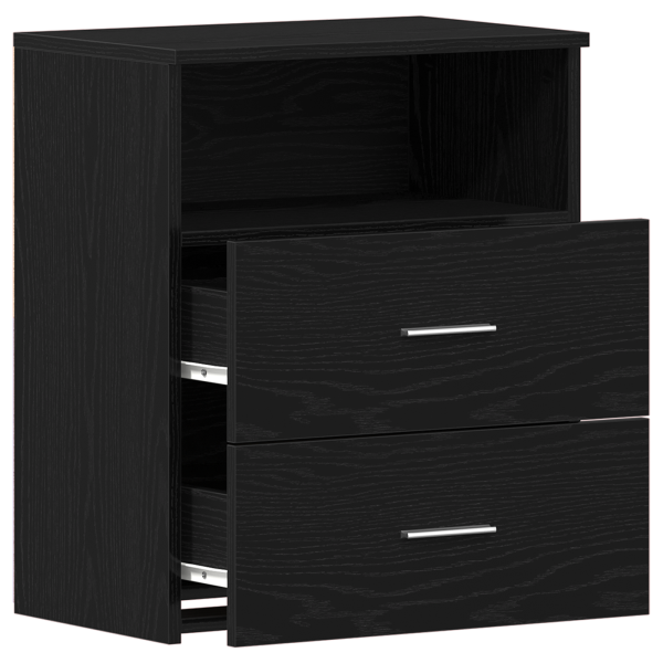 Mesas de Noche  2 pcs Negro Roble 50x32x60cm Madera MDF M 5