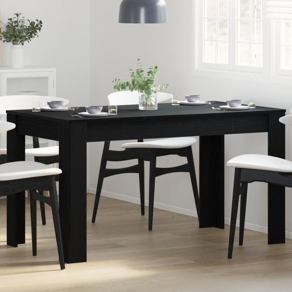 Mesa de Comedor  Negra de Roble 140x74.5x76 cm de Madera de Ingeniería D