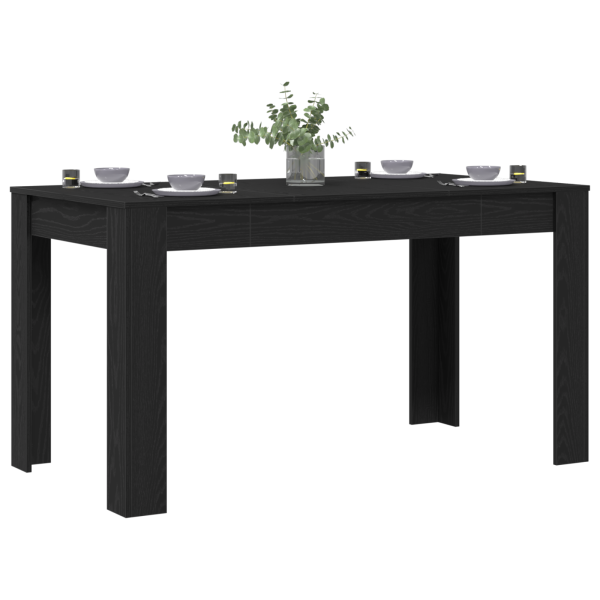 Mesa de Comedor  Negra de Roble 140x74.5x76 cm de Madera de Ingeniería M 3