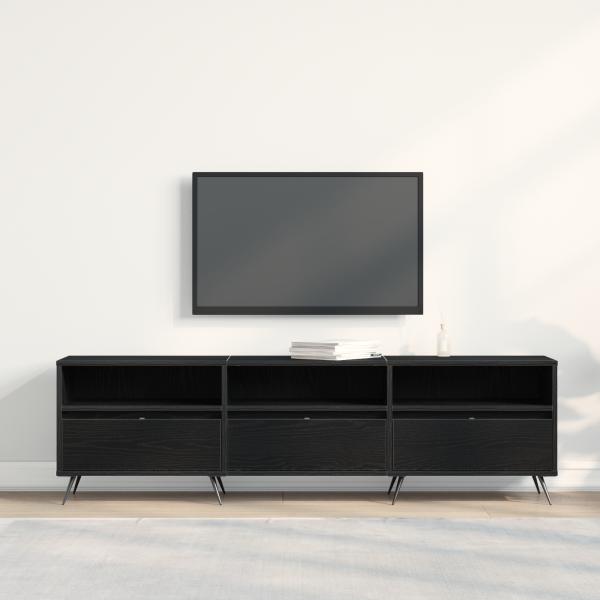 mueble para TV Negro 150x30x44.5 cm de Madera Elaborada M 4