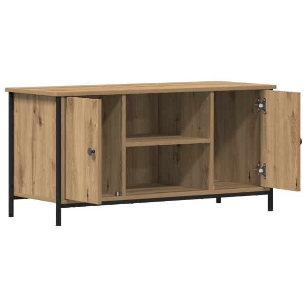 Mueble TV madera ingeniería y acero roble artisan 100x40x50 cm M 5
