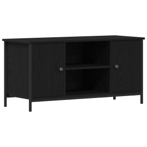 Mueble de TV madera ingeniería y acero roble negro 100x40x50 cm H