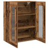 Armario pared con puertas vidrio madera envejecida 69.5x34x90cm 5