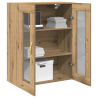Armario de pared de  con puertas de vidrio roble artesanal 69.5x34x90 cm 3
