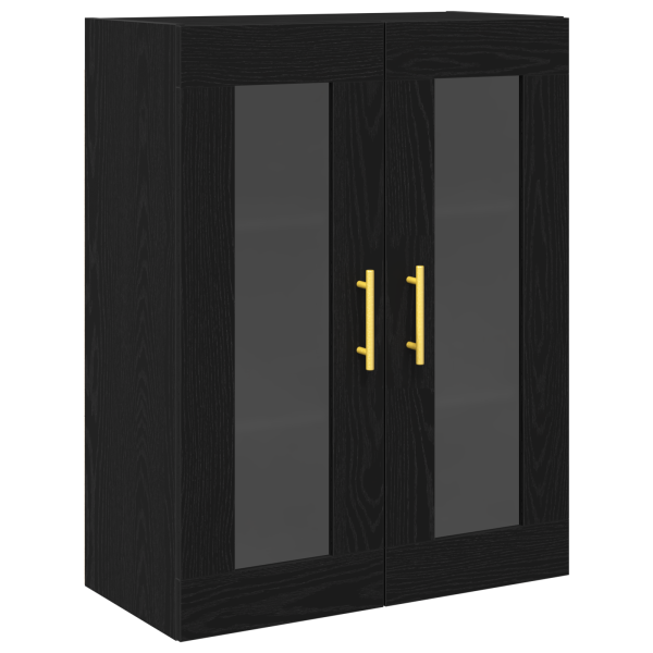 Armario de pared con puertas de vidrio roble negro 69.5x34x90cm M 2