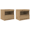 Camas de cabeceira  com luzes LED 2 pcs Carvalho Artisan 50x40x45 cm 2