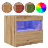 Mesitas de noche con luces LED 2 uds roble artisan 50x40x45 cm 4