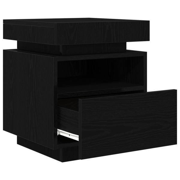 Mesa de cabeceira  com luzes LED 2 pcs Carvalho preto 40x39x48.5 cm M 5