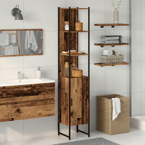 Mueble de baño madera de ingeniería envejecida 33x33x185.5 cm D