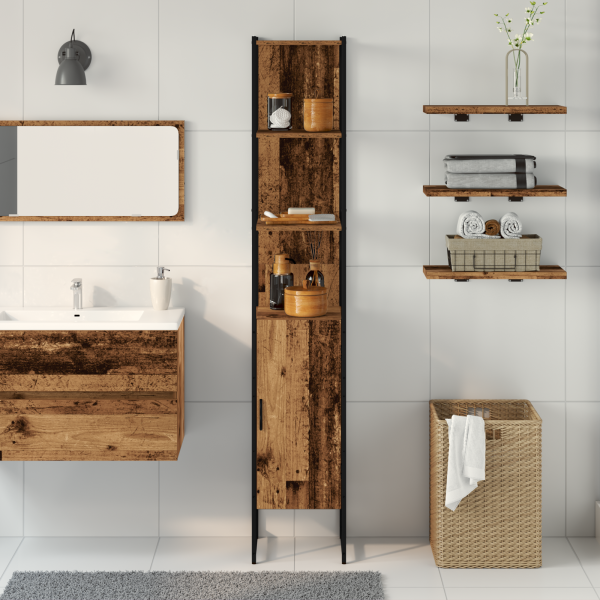 Mueble de baño madera de ingeniería envejecida 33x33x185.5 cm M 4