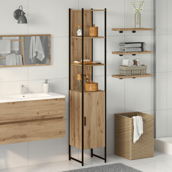 Mueble de baño madera ingeniería roble artisan 33x33x185.5 cm D