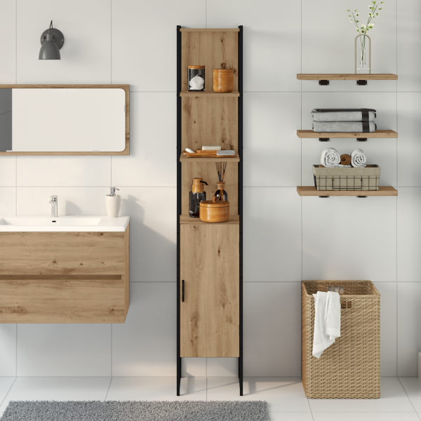 Mueble de baño madera ingeniería roble artisan 33x33x185.5 cm M 4