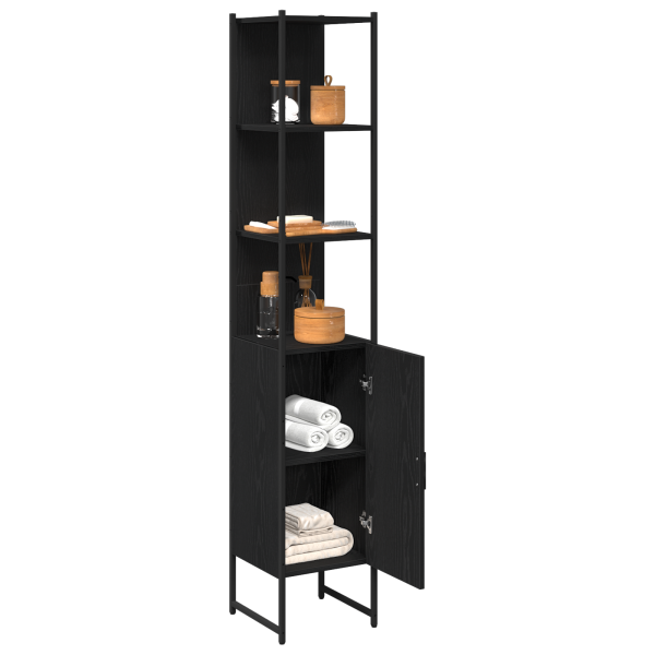Mueble de baño madera de ingeniería roble negro 33x33x185.5 cm M 3