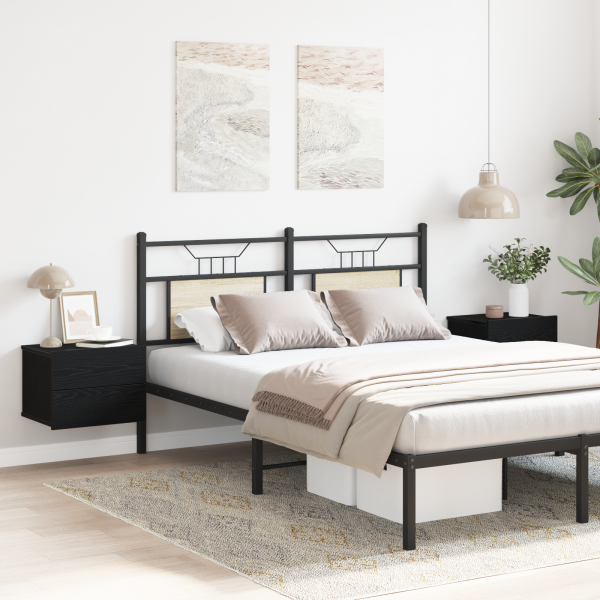 Mesitas de noche 2 uds madera ingeniería roble negro 40x30x30cm D