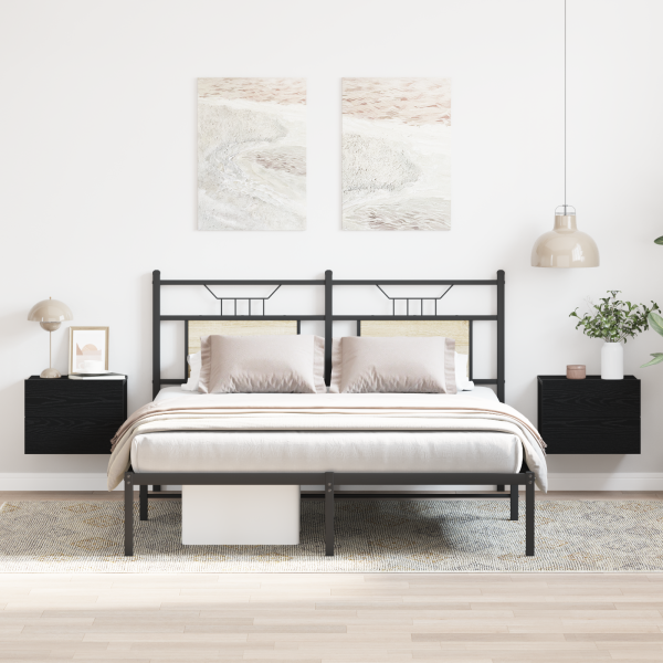 Conjuntos de Camas de Cabeceira  2 pcs Carvalho Preto 40x30x30 cm Madeira Engenheirada M 4