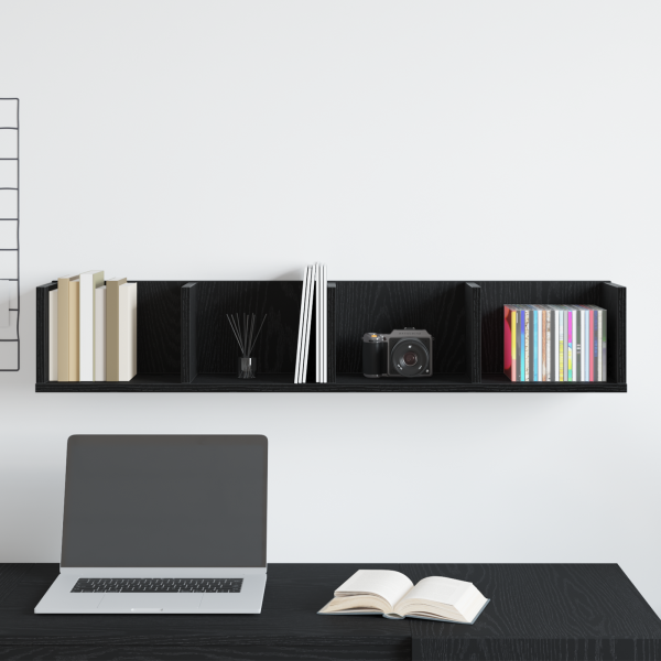 Estante de CD  Carvalho Preto 100x18x18 cm Madeira de Engenharia M 4