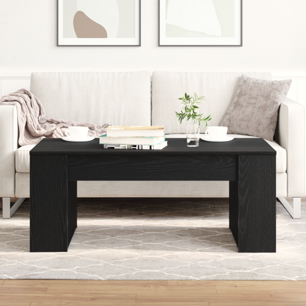 Mesa de centro madera de ingeniería roble negro 102x55x42 cm D