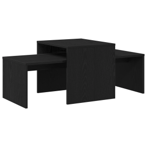 Mesa de Centro  Negra y de Roble 100x48x40 cm de Madera de Ingeniería H