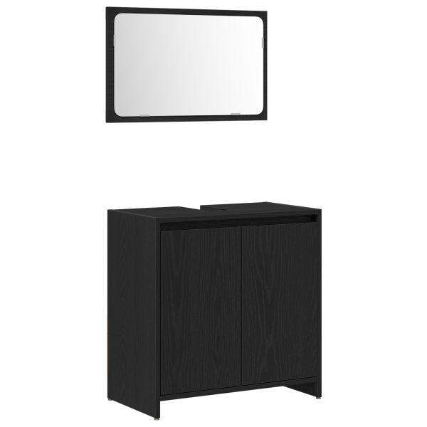 Gabinete de baño  con espejo de madera de roble negro 60x33x61 cm de madera de ingeniería M 2