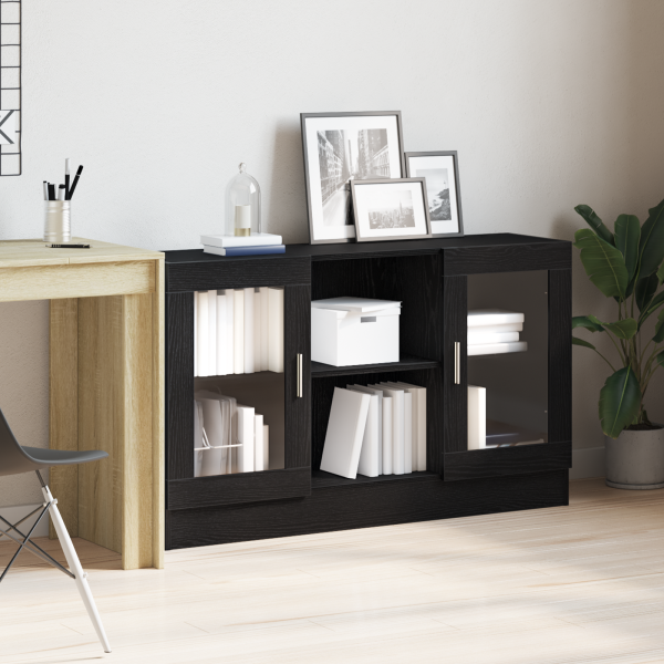 Mueble Auxiliar Roble Negro Madera de calidad y vidrio Mediano D