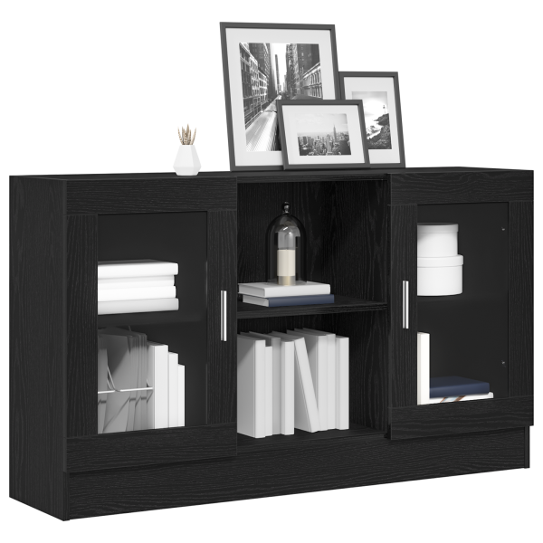 Mueble Auxiliar Roble Negro Madera de calidad y vidrio Mediano M 3