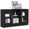 Mueble Auxiliar Roble Negro Madera de calidad y vidrio Mediano 3