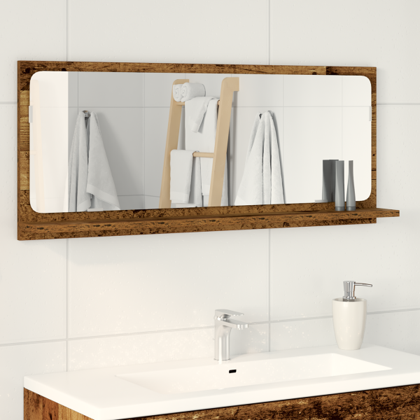 Espejo de baño madera de ingeniería envejecida 90x10.5x37 cm M 4