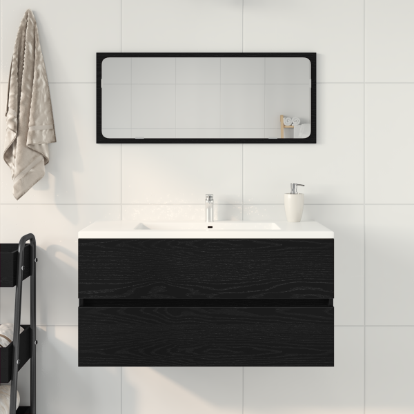 Gabinete para Lavabo Roble Negro 90x38.5x45 cm Madera de Buena Calidad M 4