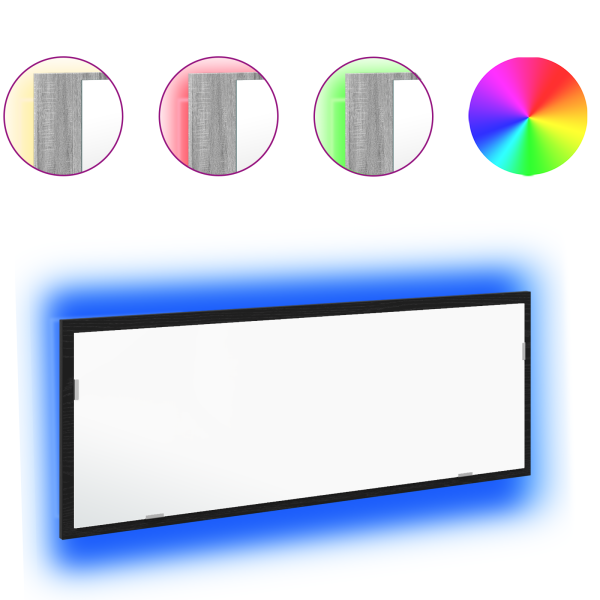 Espejo de baño LED madera ingeniería roble negro 100x8.5x37 cm M 3