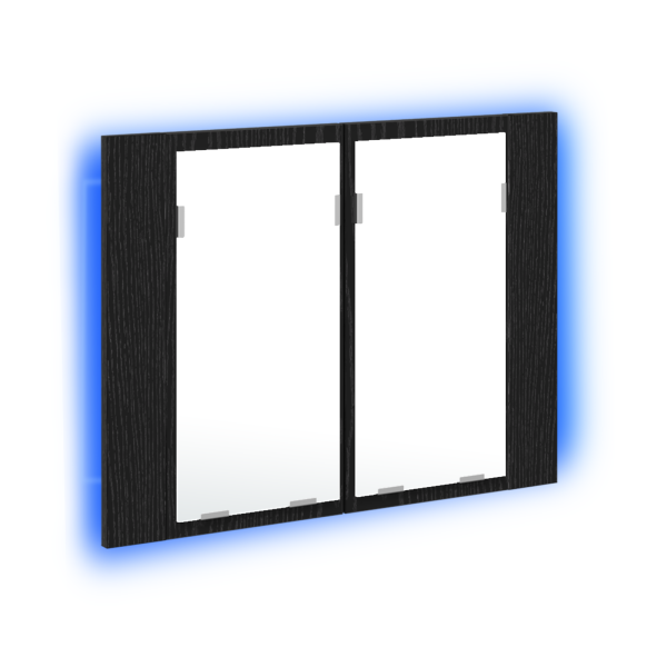 Espejo de baño LED madera ingeniería roble negro 60x12x45 cm M 2