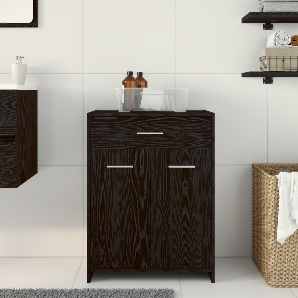 Armario de baño  Negro Roble 60x33x80 cm Madera M 4