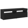 Armários de TV com luzes LED 2 pcs Carvalho Preto 60x35x40 cm Madeira de Engenharia 2