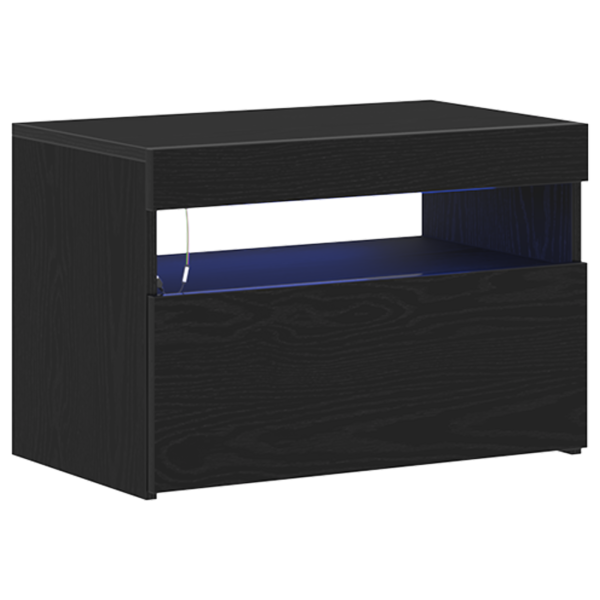 Muebles de TV con luces LED 2 pcs Negro Roble 60x35x40 cm Madera Elaborada M 5