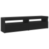 Muebles para TV con luces LED 2 pcs Roble Negro 75x35x40 cm Madera elaborada 2