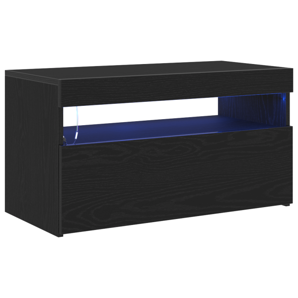 Muebles para TV con luces LED 2 pcs Roble Negro 75x35x40 cm Madera elaborada M 5