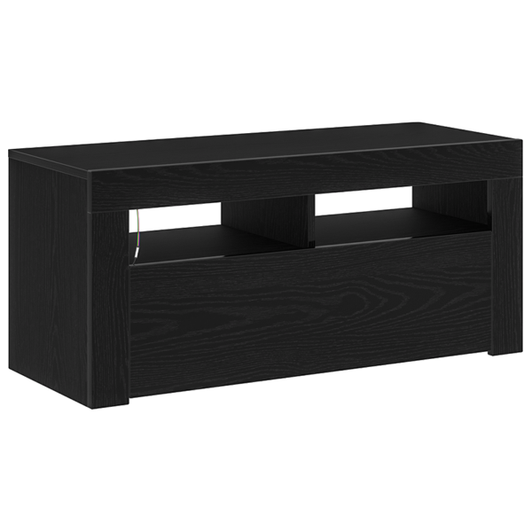 Gabinete de TV  com LED Preto Carvalho 90x35x40 cm Madeira engenheirada M 2