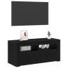 Mueble de TV luz LED madera ingeniería roble negro 90x35x40 cm 3
