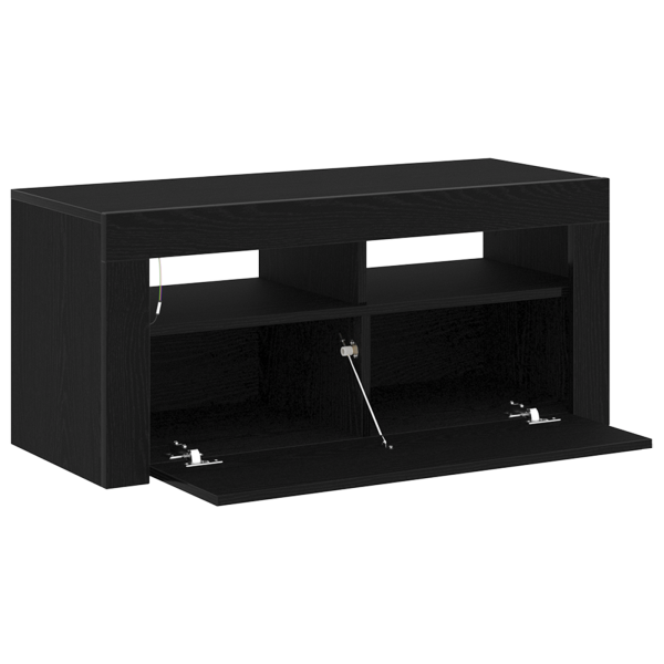 Gabinete de TV  com LED Preto Carvalho 90x35x40 cm Madeira engenheirada M 4