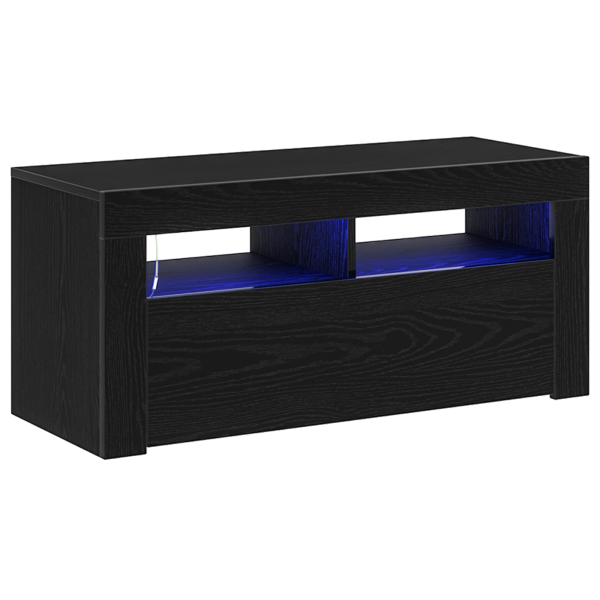 Gabinete de TV  com LED Preto Carvalho 90x35x40 cm Madeira engenheirada M 5