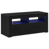 Mueble de TV luz LED madera ingeniería roble negro 90x35x40 cm 5